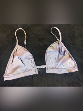 Iridescent Triangle Bralette in silver